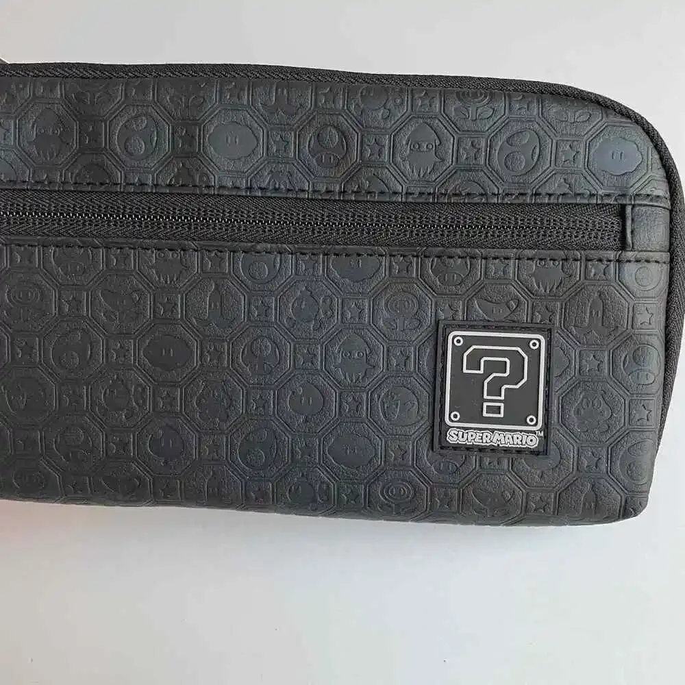 Nintendo Switch Super Mario Pouch Lite Black Embossed Logos Zippers